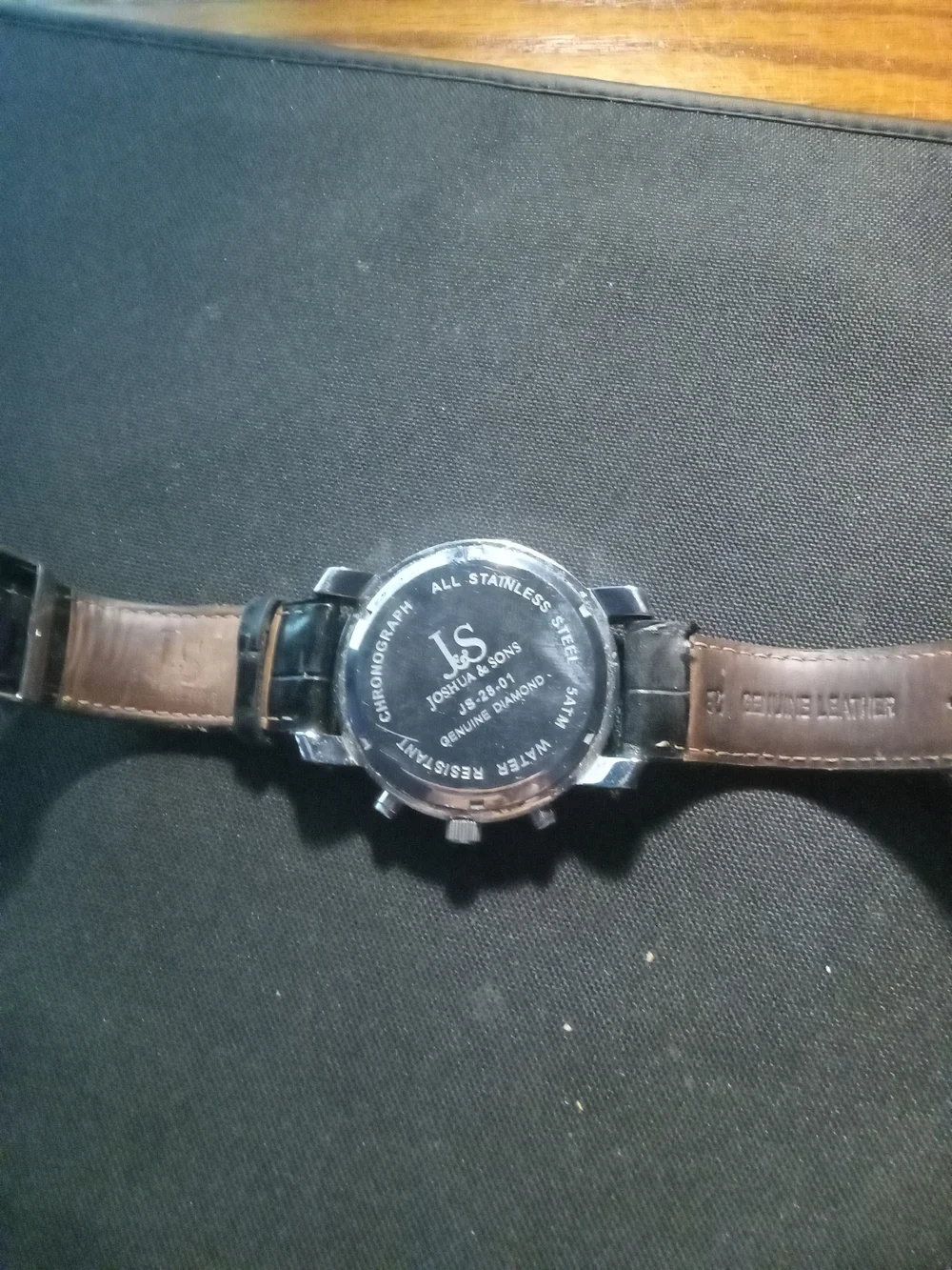 Men's Black Leather Strap Dress Watch with Silver Dial